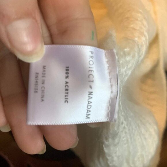 Womens Medium Project Naadam White Acrylic Knit Sweater With Bow-Tie Sleeves - Picture 6 of 6